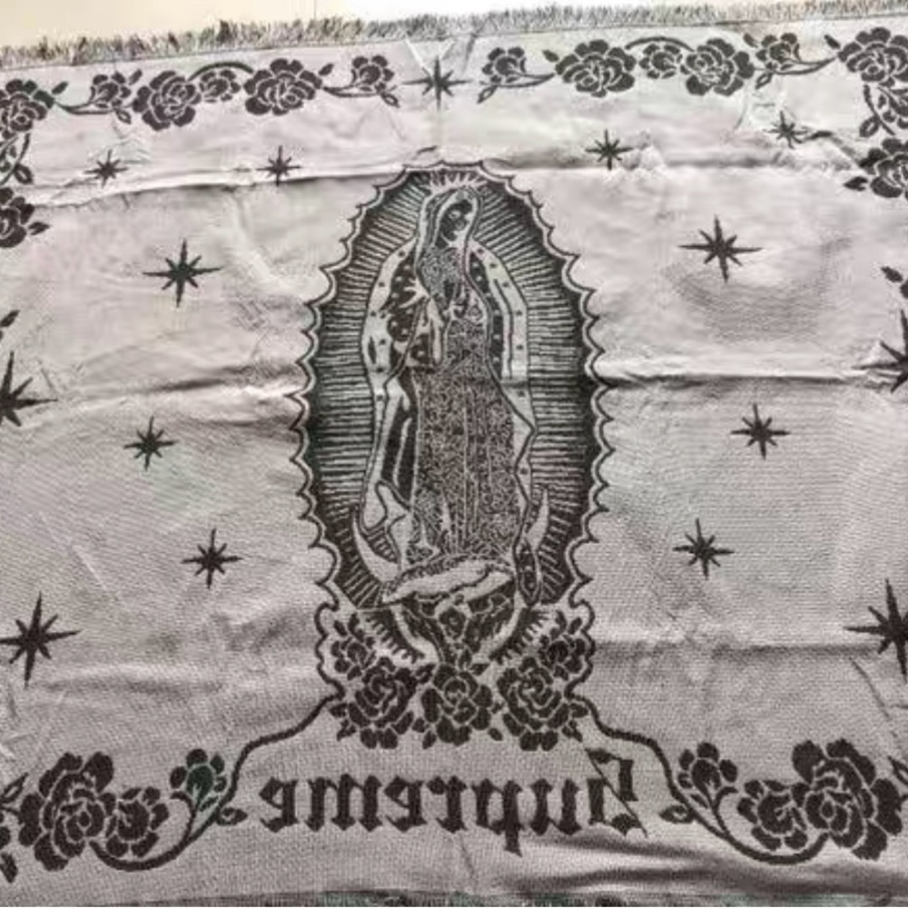 Supreme Black And White Virgin Mary Blanket - Gem